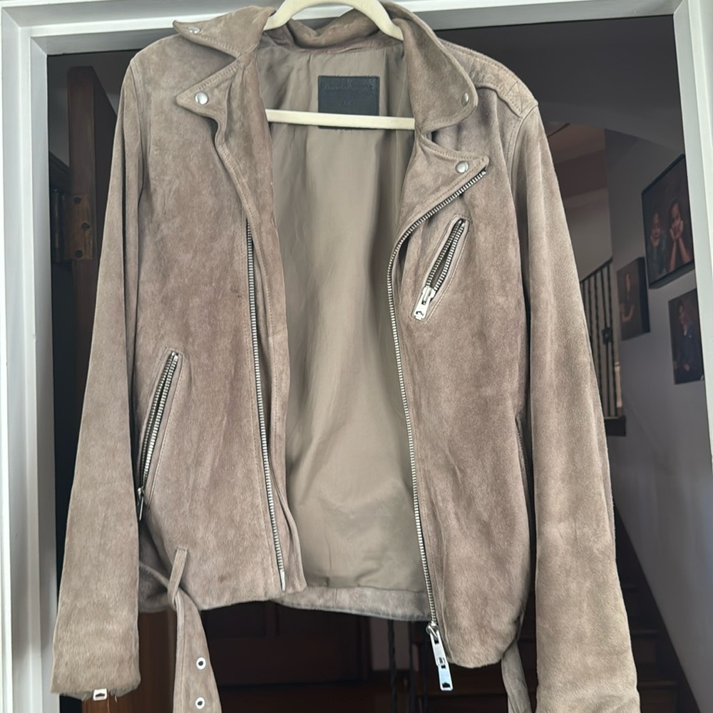 Men’s Suede allsaints jacket with belt loop